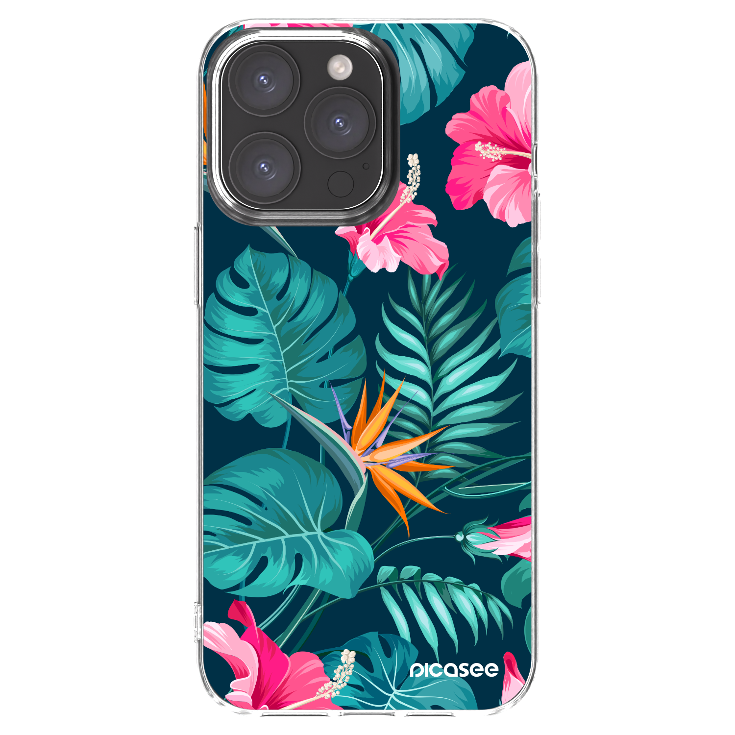 Picasee husă transparentă din silicon pentru Apple iPhone 15 Pro Max - Pink Monstera