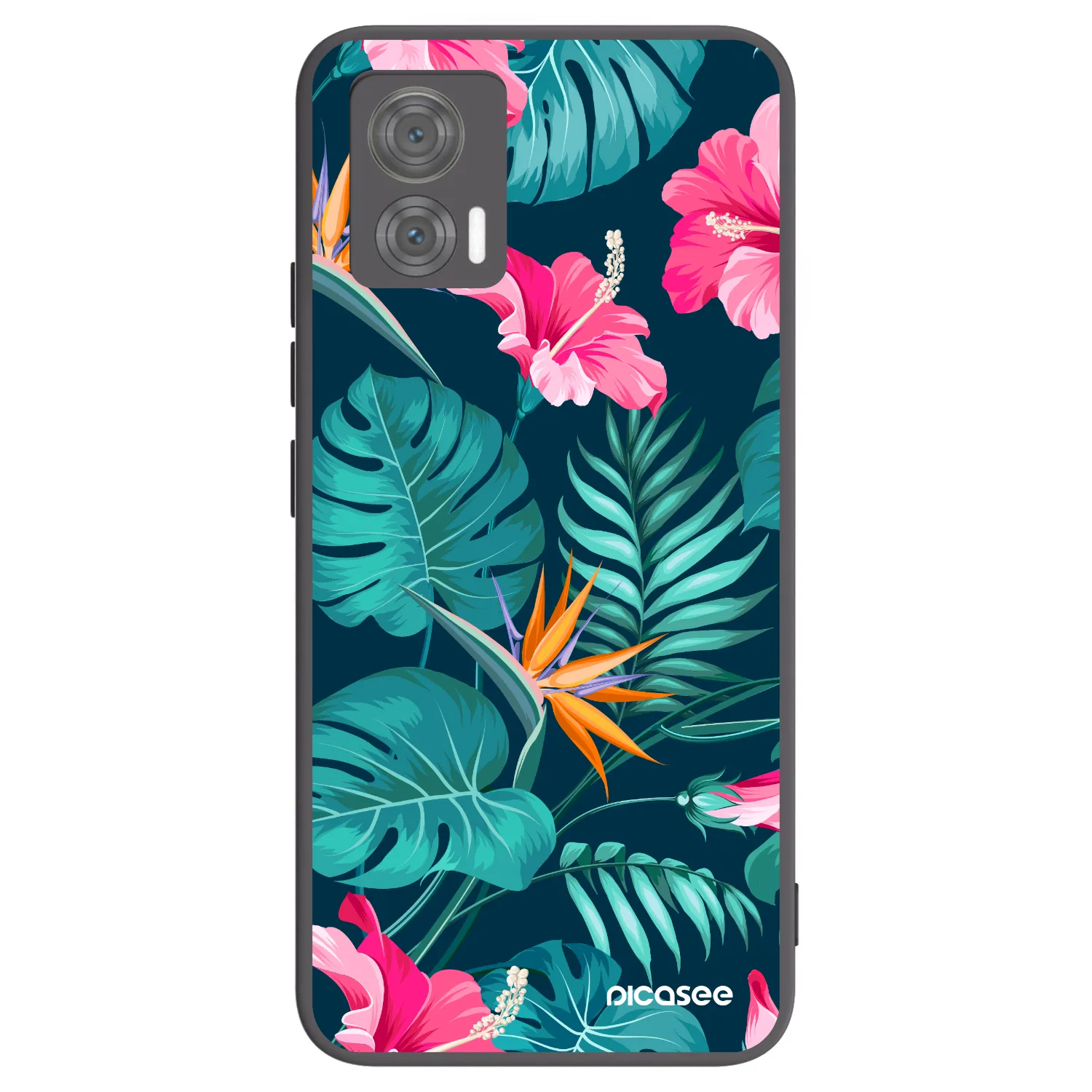 Picasee husă neagră din silicon pentru Motorola Edge 30 Neo - Pink Monstera