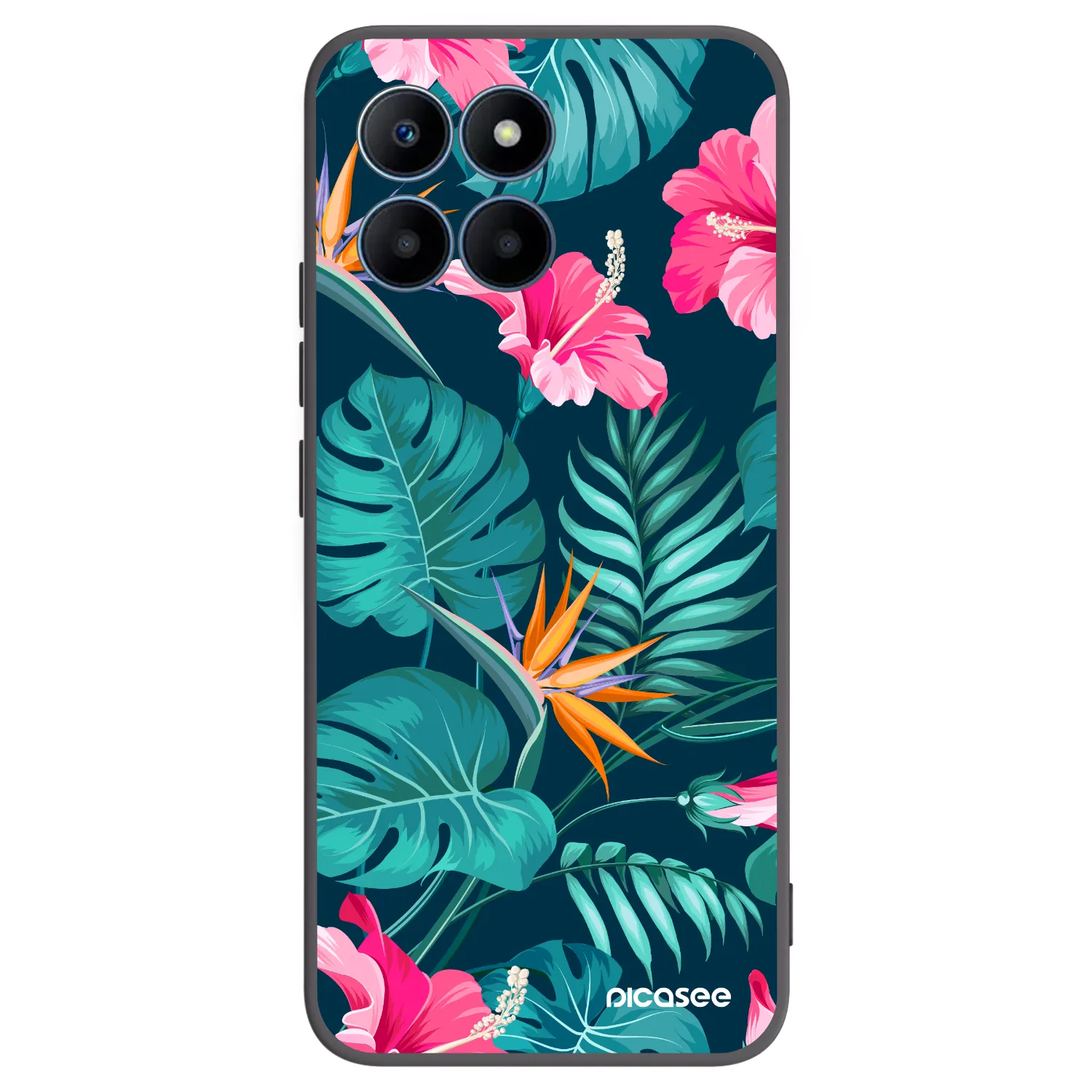 Picasee husă neagră din silicon pentru Honor 70 Lite - Pink Monstera