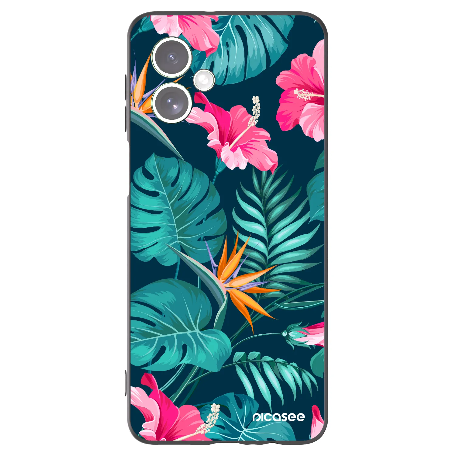 Picasee husă neagră din silicon pentru Motorola Moto G54 5G - Pink Monstera