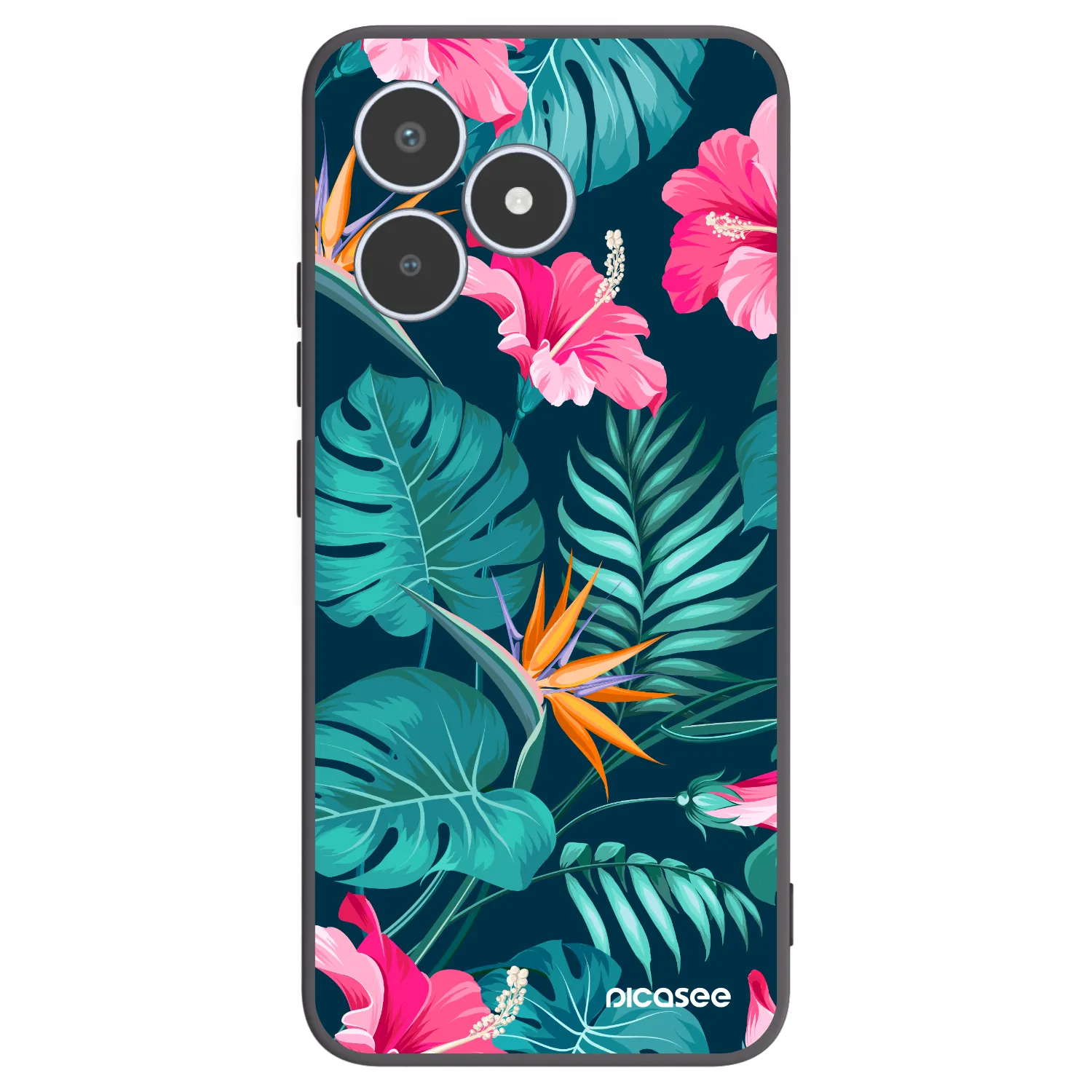 Picasee husă neagră din silicon pentru Realme C53 - Pink Monstera