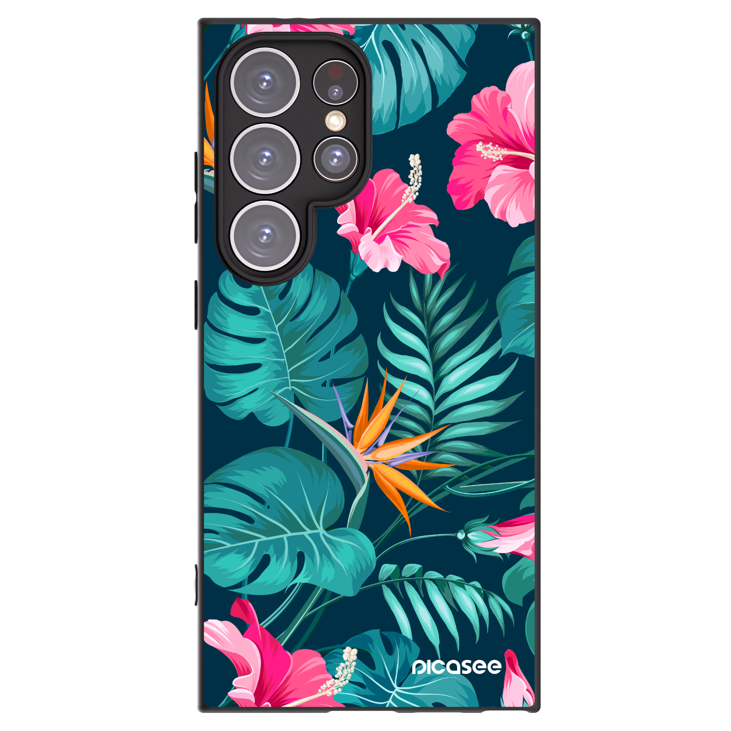 Picasee husă neagră din silicon pentru Samsung Galaxy S24 Ultra S928B 5G - Pink Monstera