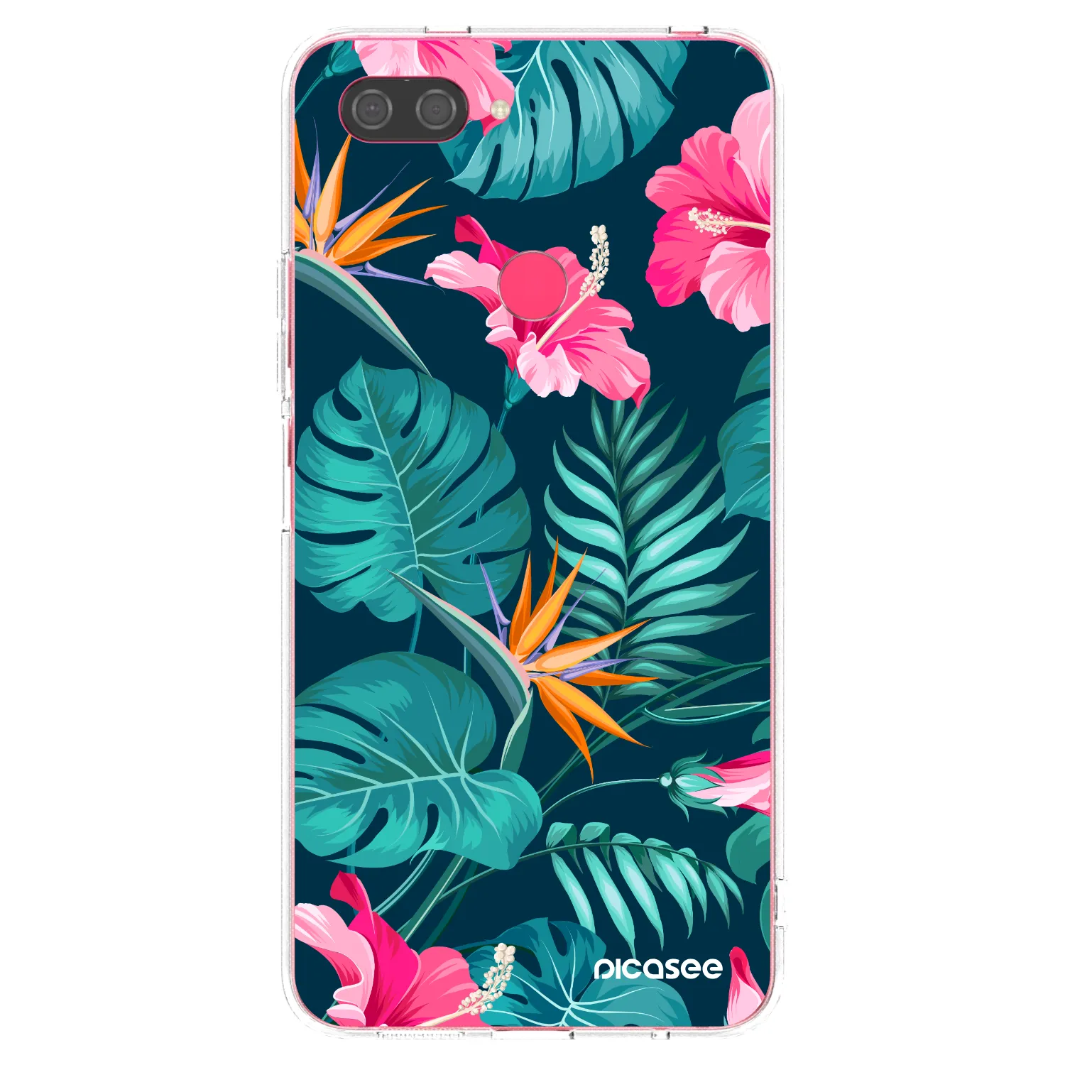 Picasee husă transparentă din silicon pentru Xiaomi Mi 8 Lite - Pink Monstera