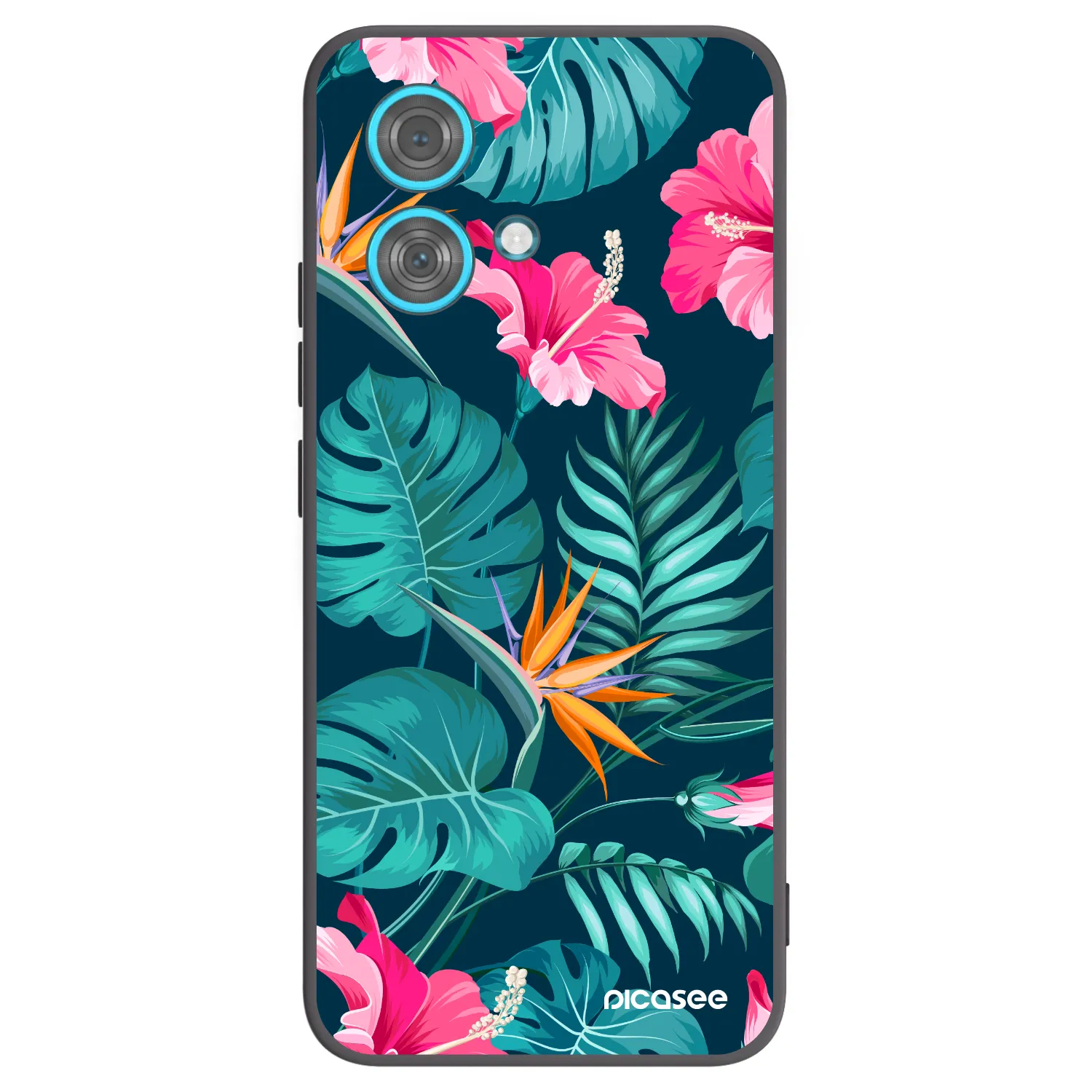 Picasee husă neagră din silicon pentru Motorola Edge 40 Neo - Pink Monstera