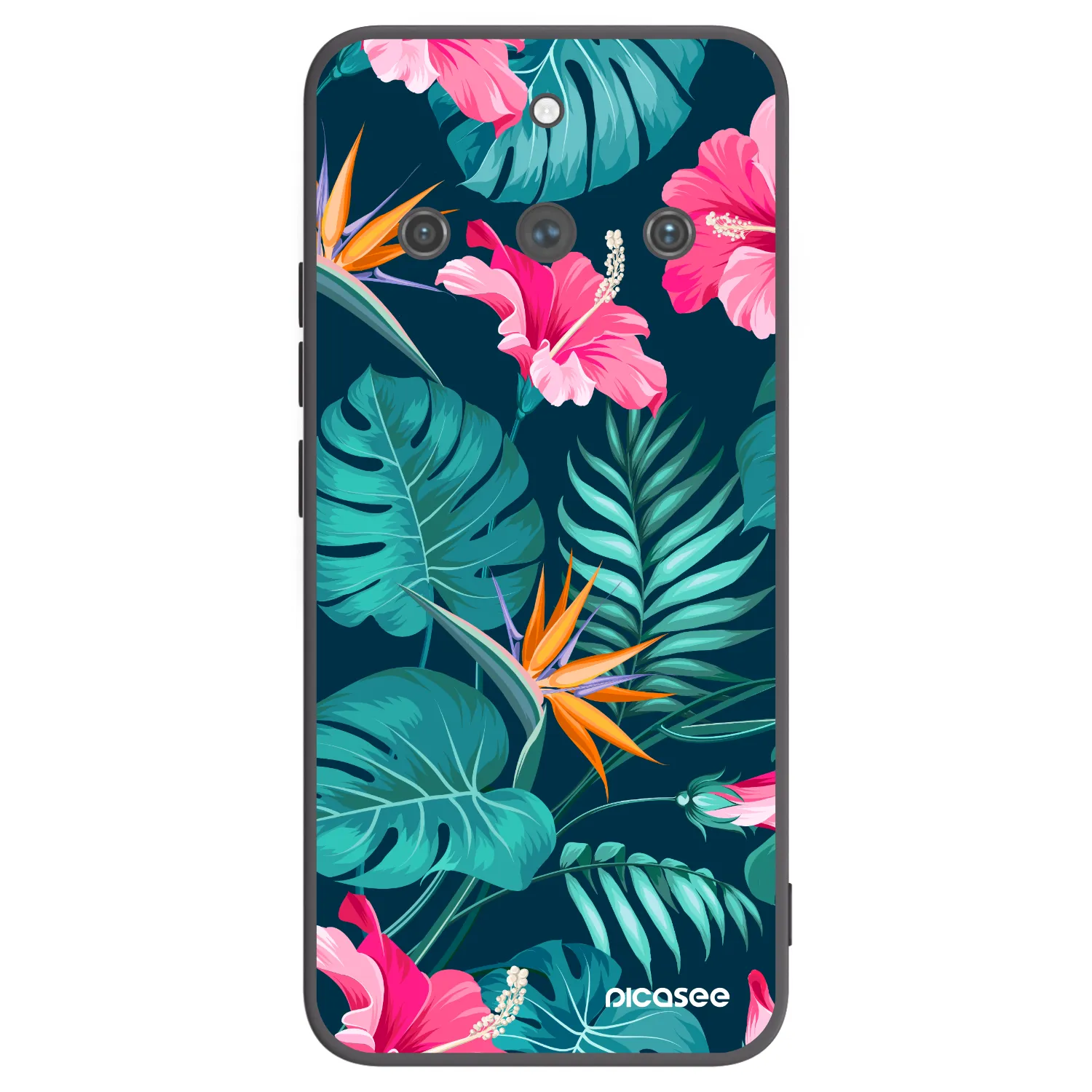Picasee husă neagră din silicon pentru Realme 11 Pro+ - Pink Monstera