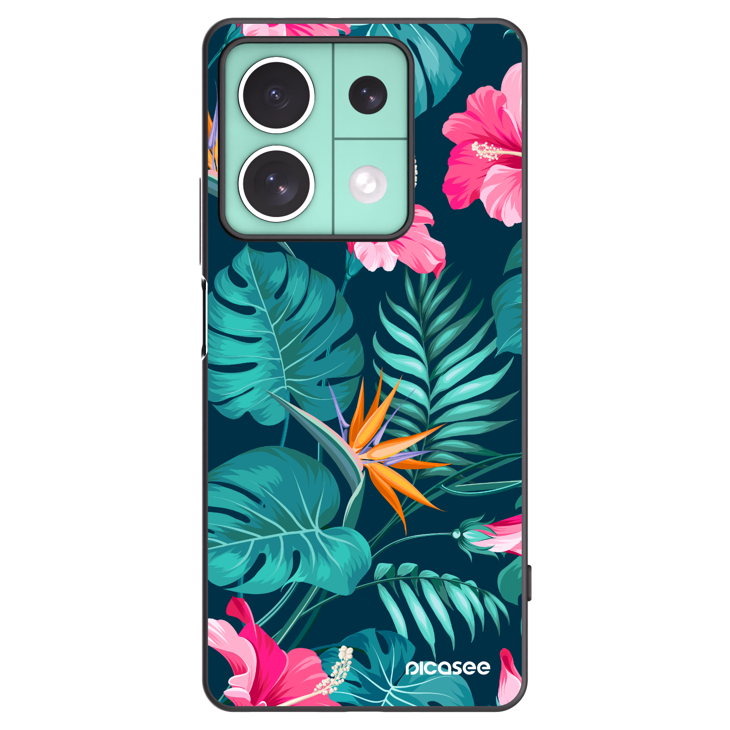 Picasee husă neagră din silicon pentru Xiaomi Redmi Note 13 5G - Pink Monstera