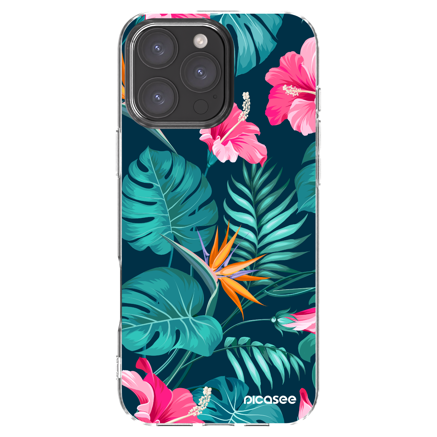 Picasee husă transparentă din silicon pentru Apple iPhone 16 Pro Max - Pink Monstera
