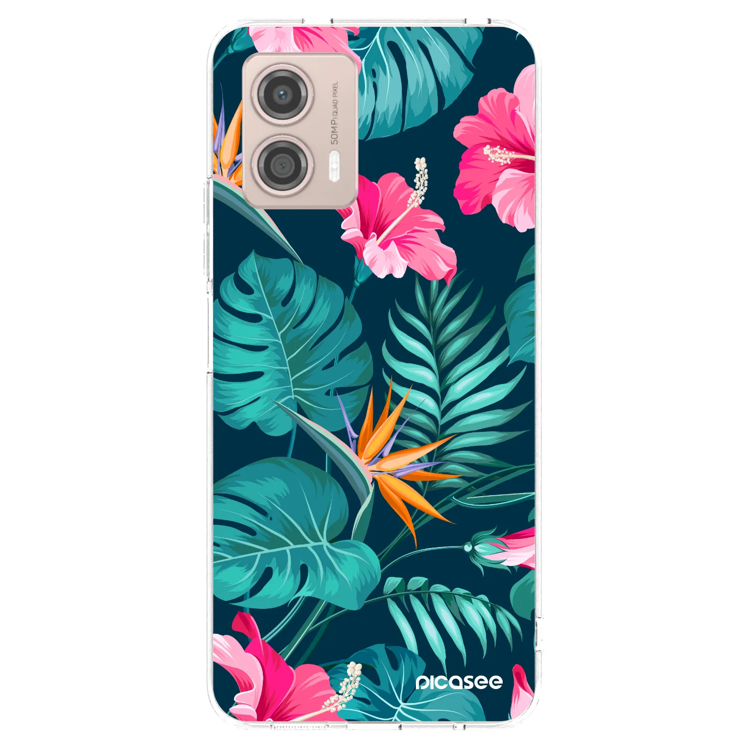 Picasee husă transparentă din silicon pentru Motorola Moto G53 5G - Pink Monstera
