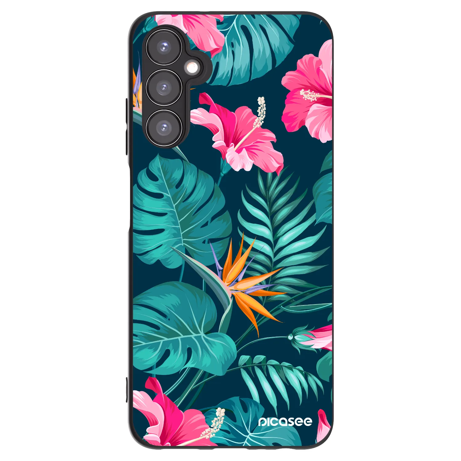Picasee husă neagră din silicon pentru Samsung Galaxy A05s A057G - Pink Monstera