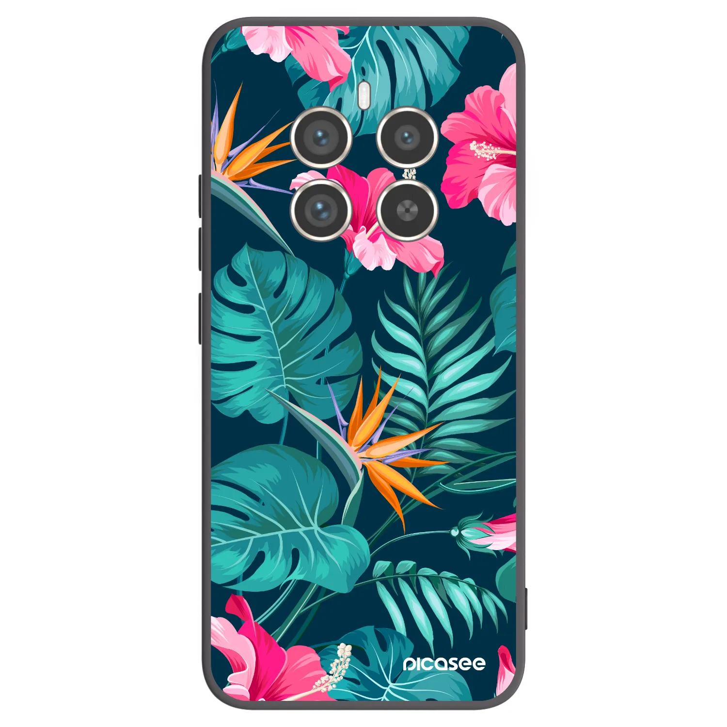 Picasee husă neagră din silicon pentru Realme 12 Pro 5G - Pink Monstera