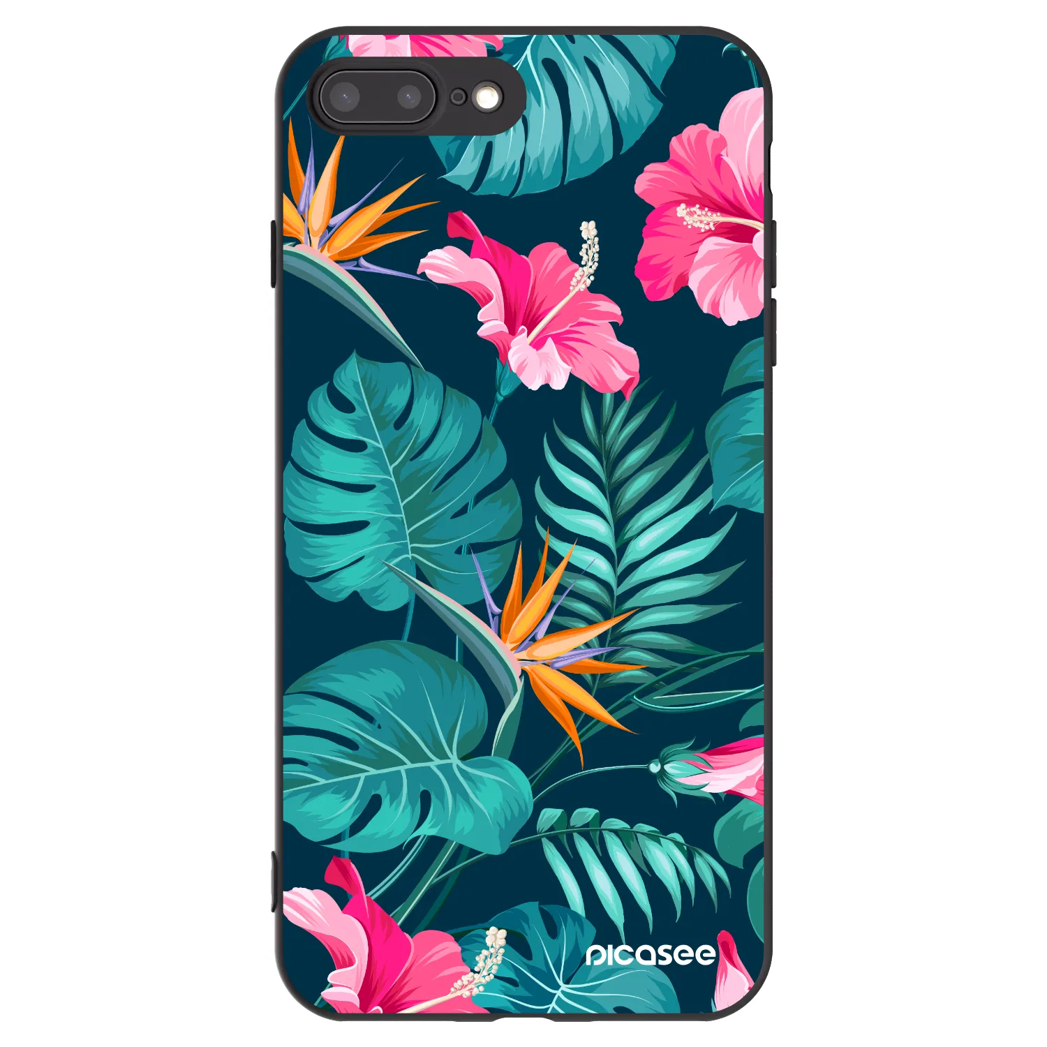 Picasee husă neagră din silicon pentru Apple iPhone 7 Plus - Pink Monstera