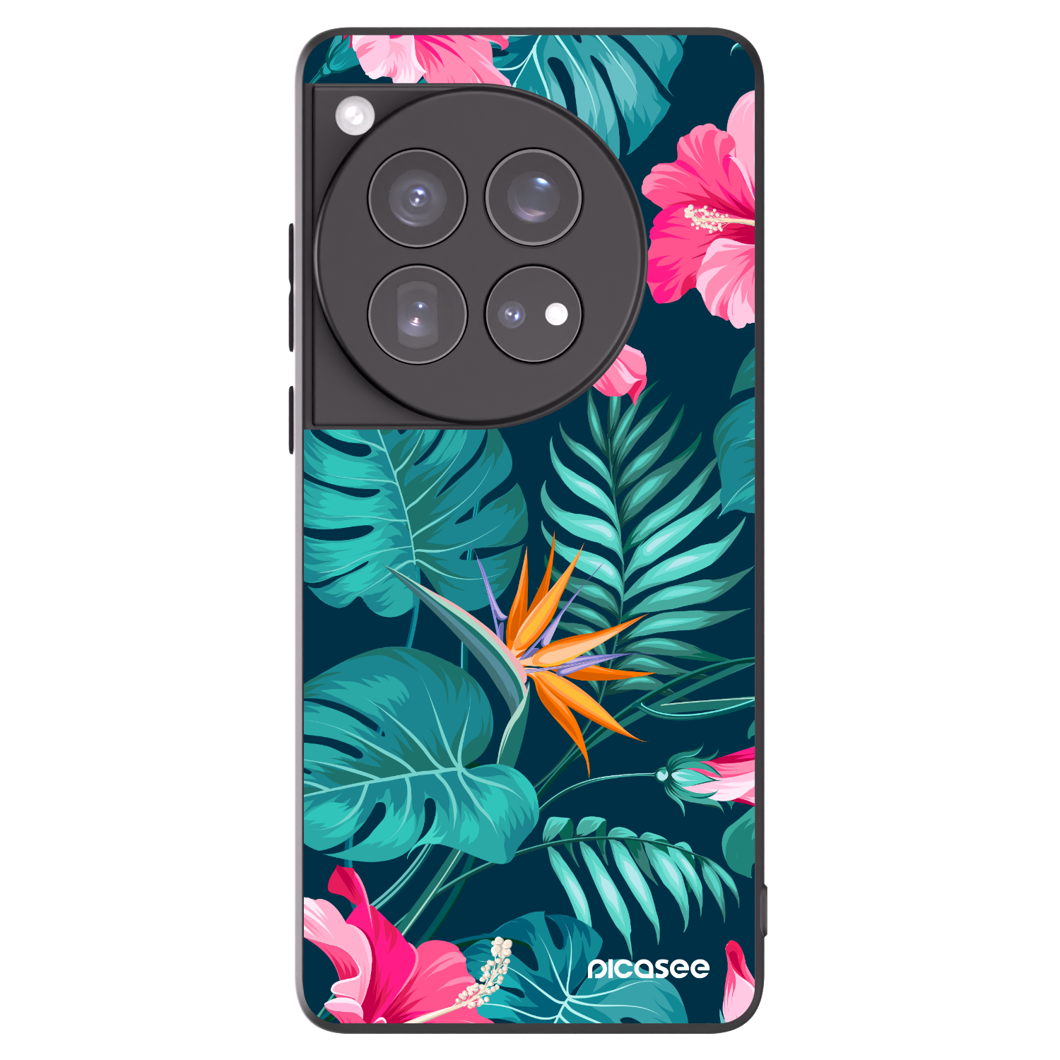 Picasee husă neagră din silicon pentru OnePlus 12 5G - Pink Monstera