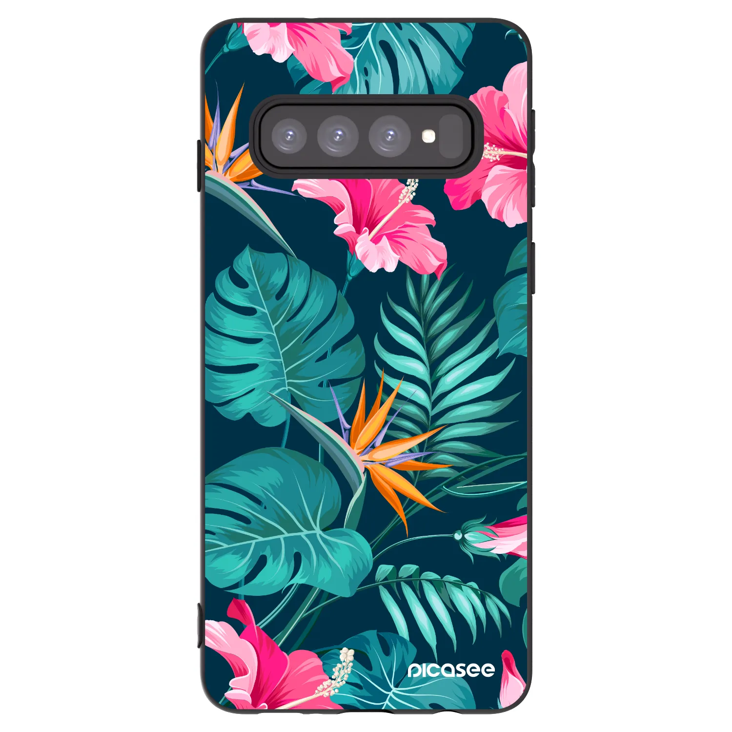 Picasee husă neagră din silicon pentru Samsung Galaxy S10 G973 - Pink Monstera