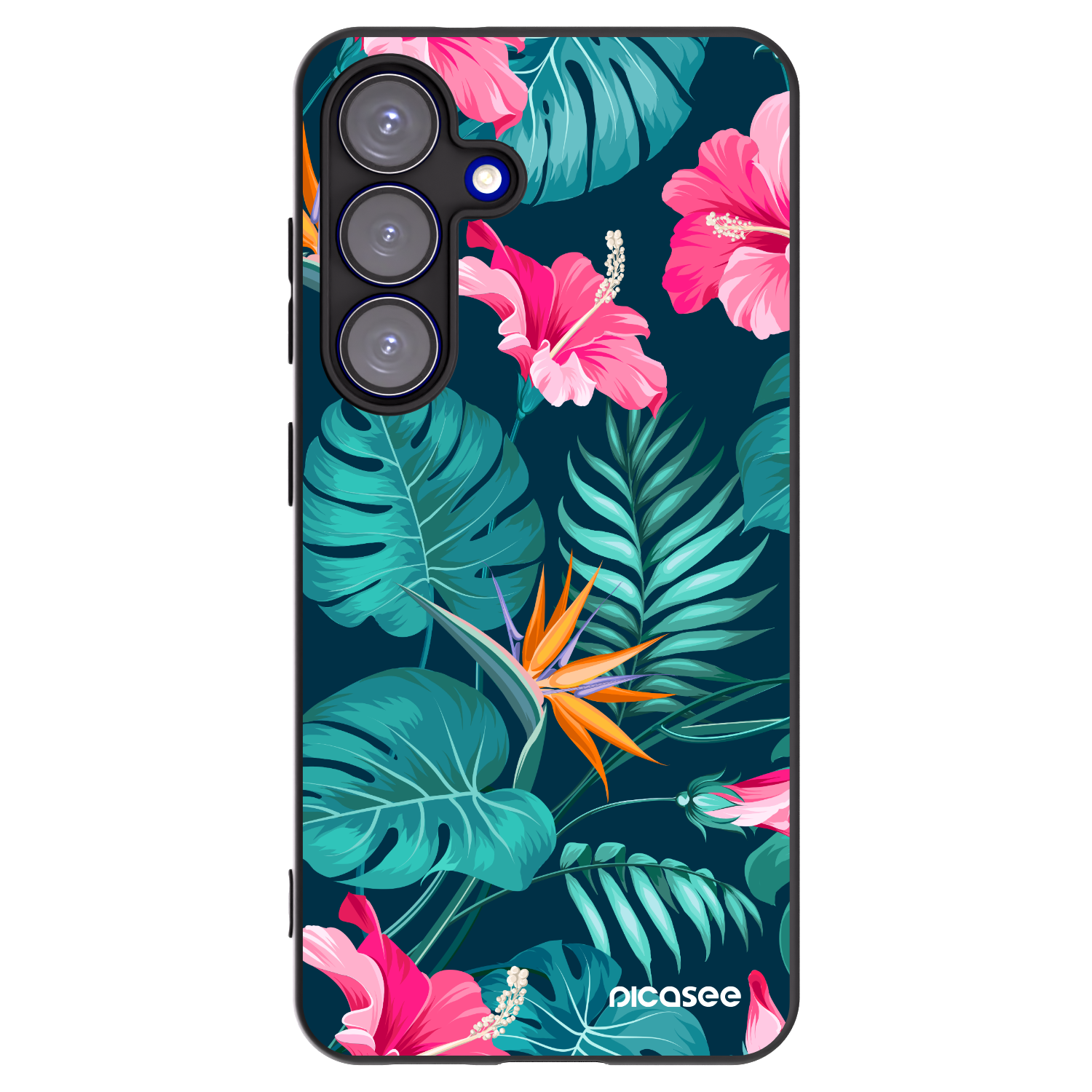 Picasee husă neagră din silicon pentru Samsung Galaxy S25 5G - Pink Monstera