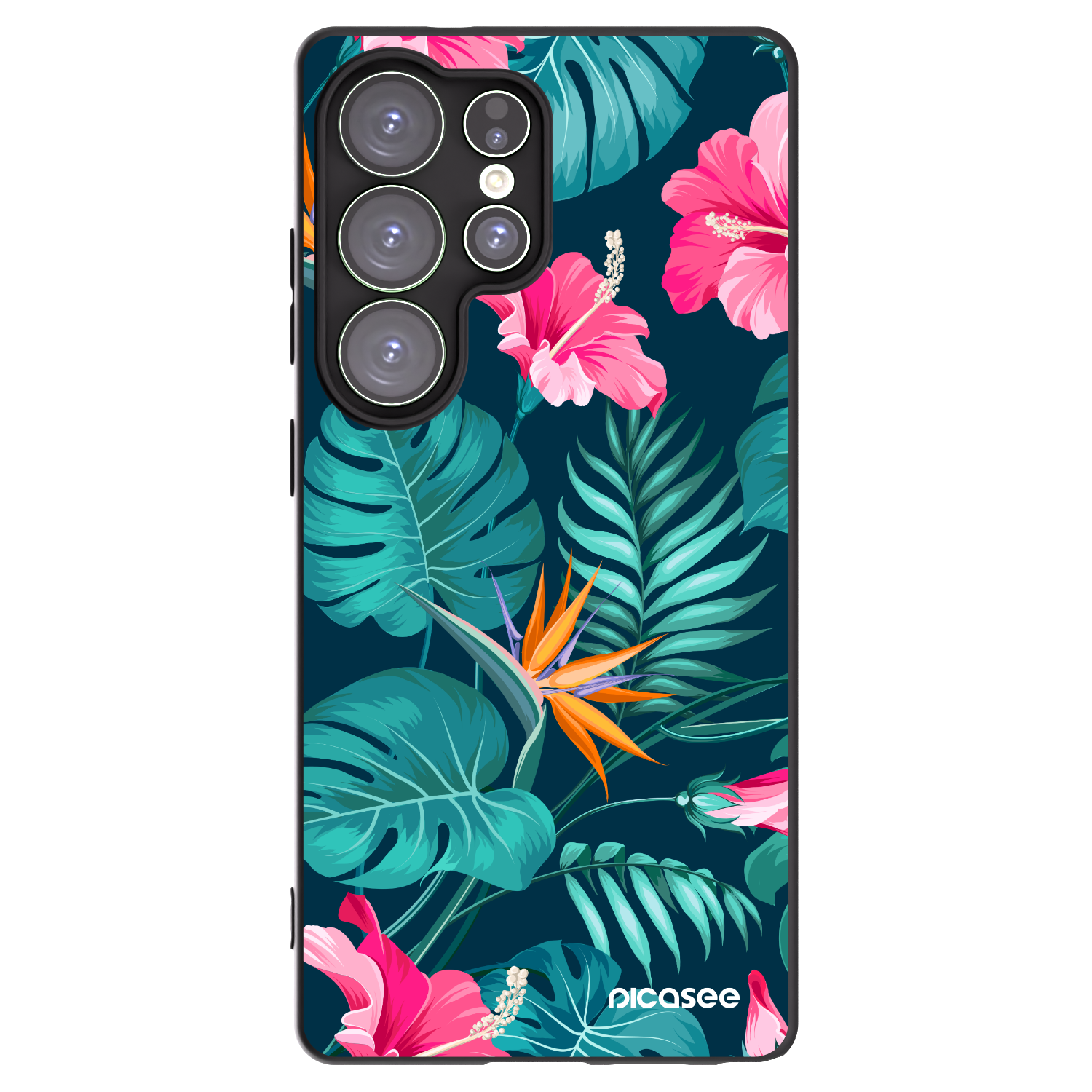 Picasee husă neagră din silicon pentru Samsung Galaxy S25 Ultra 5G - Pink Monstera