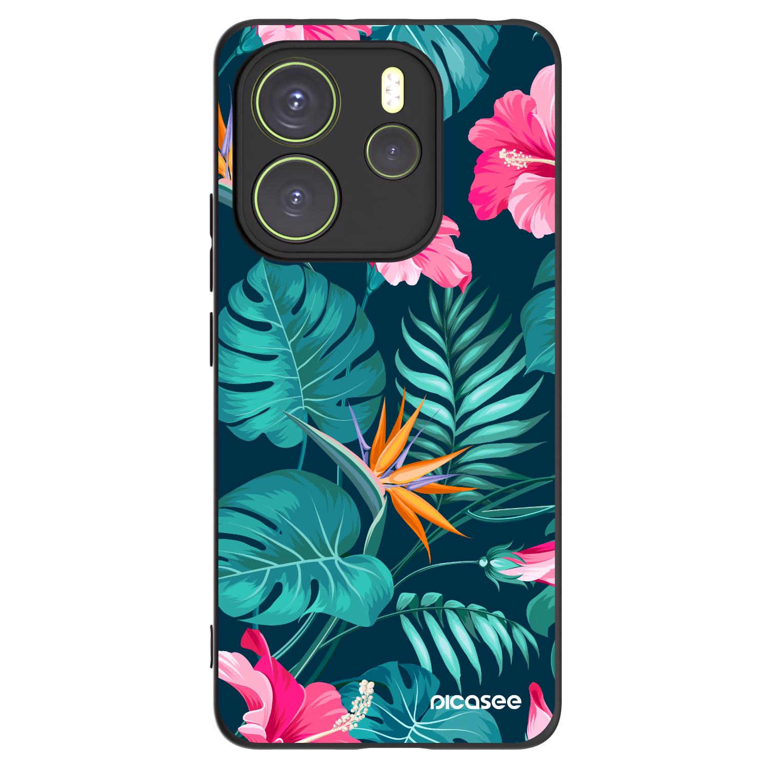 Picasee husă neagră din silicon pentru Xiaomi Redmi Note 14 4G - Pink Monstera