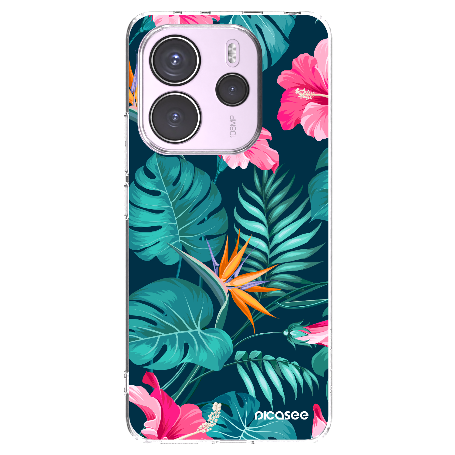 Picasee husă transparentă din silicon pentru Xiaomi Redmi Note 14 4G - Pink Monstera