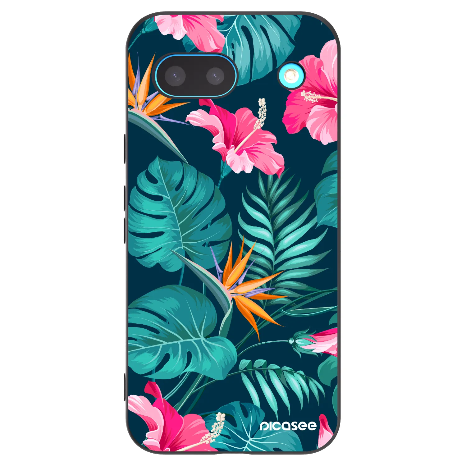 Picasee husă neagră din silicon pentru Google Pixel 8a - Pink Monstera