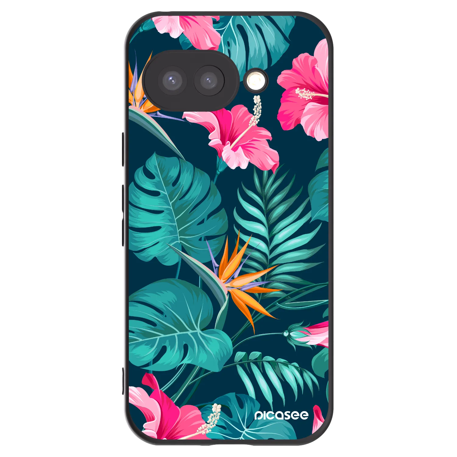 Picasee husă neagră din silicon pentru Google Pixel 9a - Pink Monstera