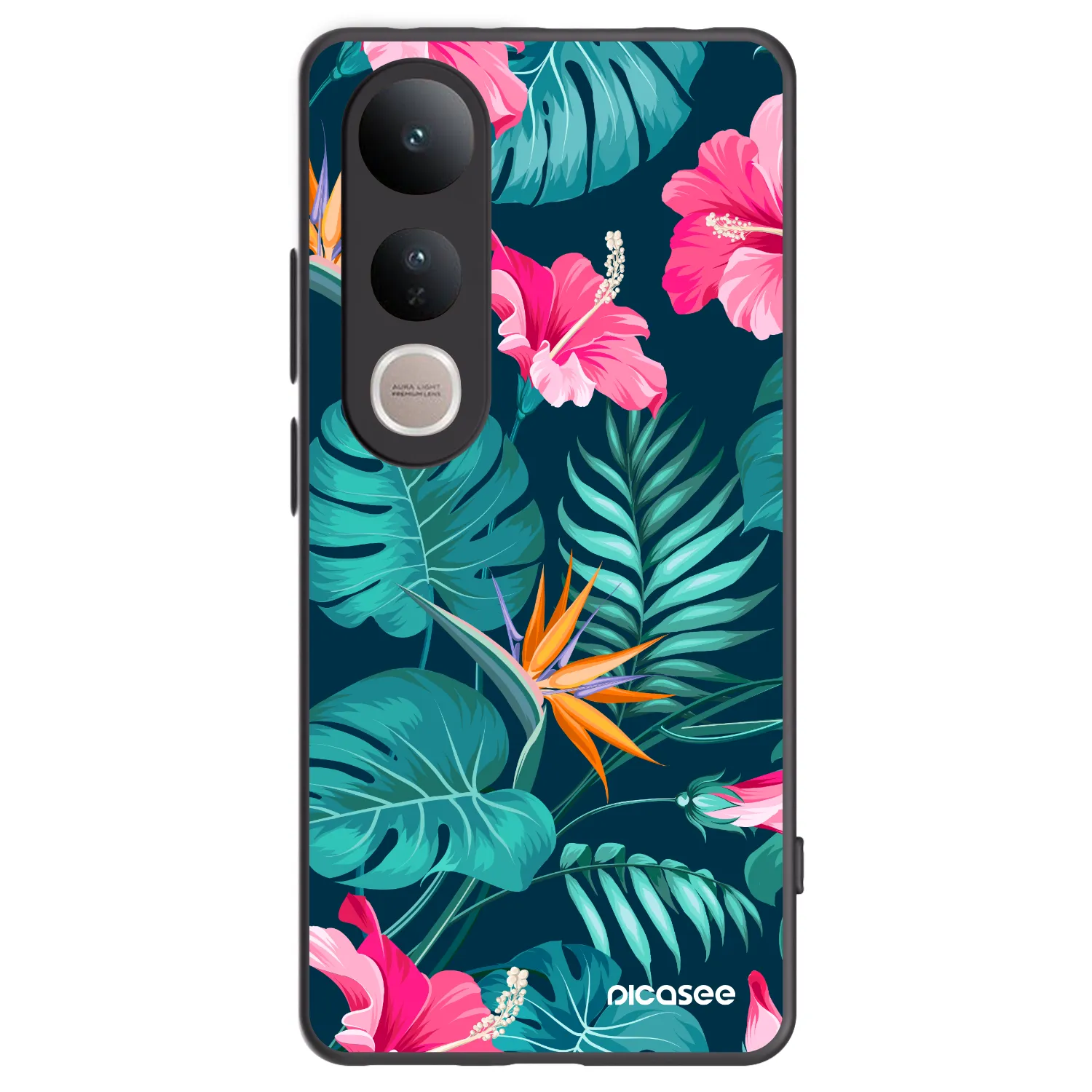 Picasee husă neagră din silicon pentru Vivo V50 Lite 5G - Pink Monstera
