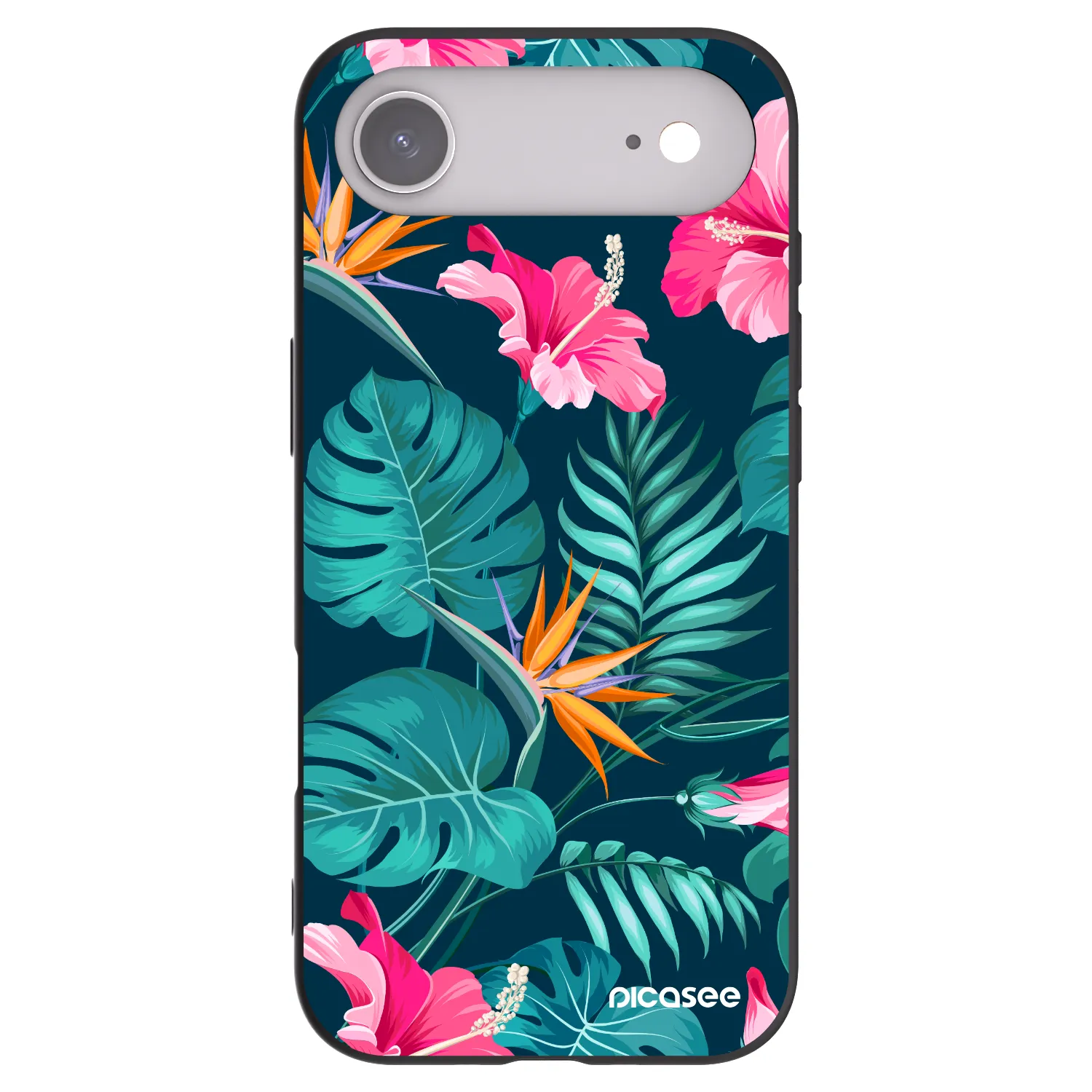 Picasee husă neagră din silicon pentru Apple iPhone Air - Pink Monstera