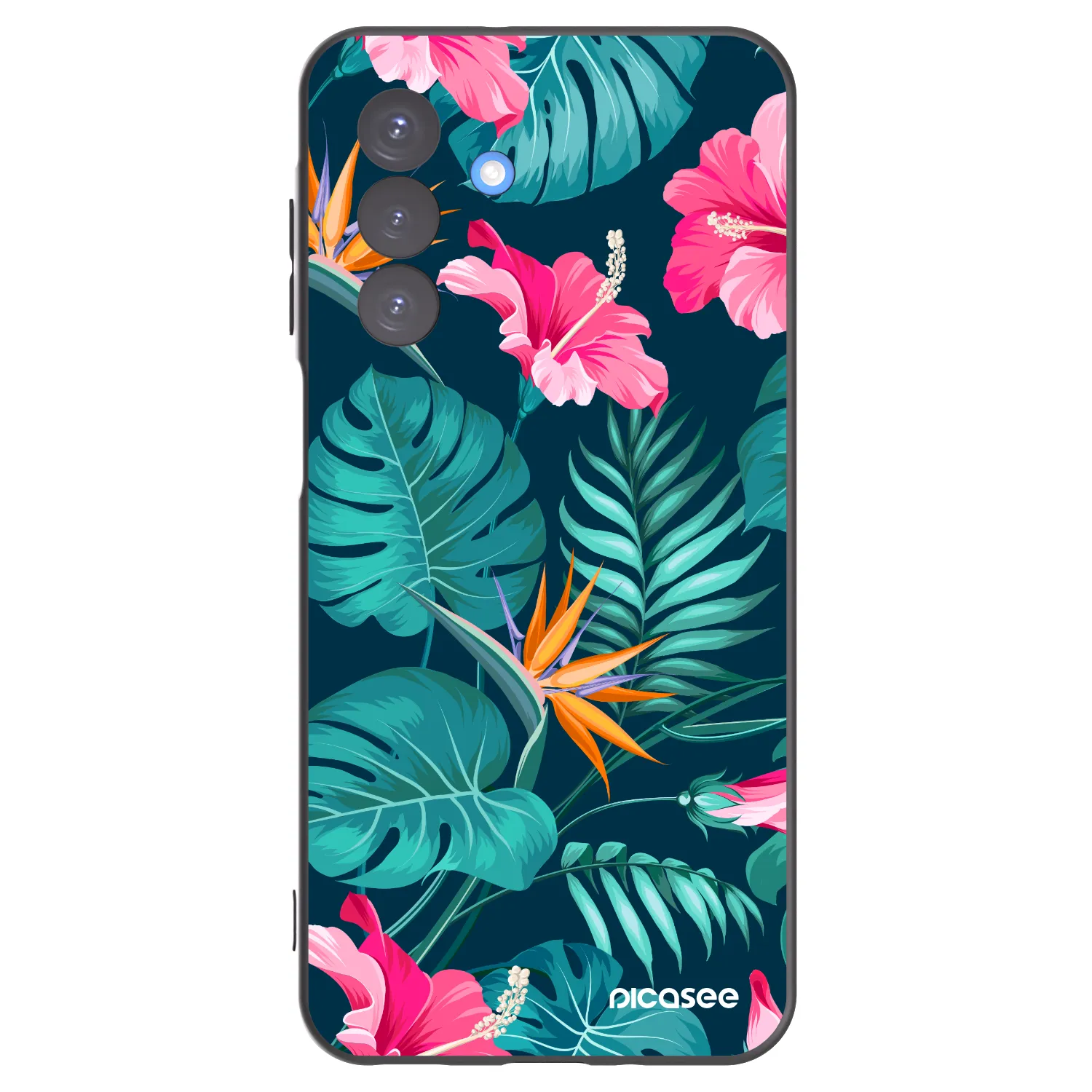 Picasee husă neagră din silicon pentru Samsung Galaxy A17 5G - Pink Monstera