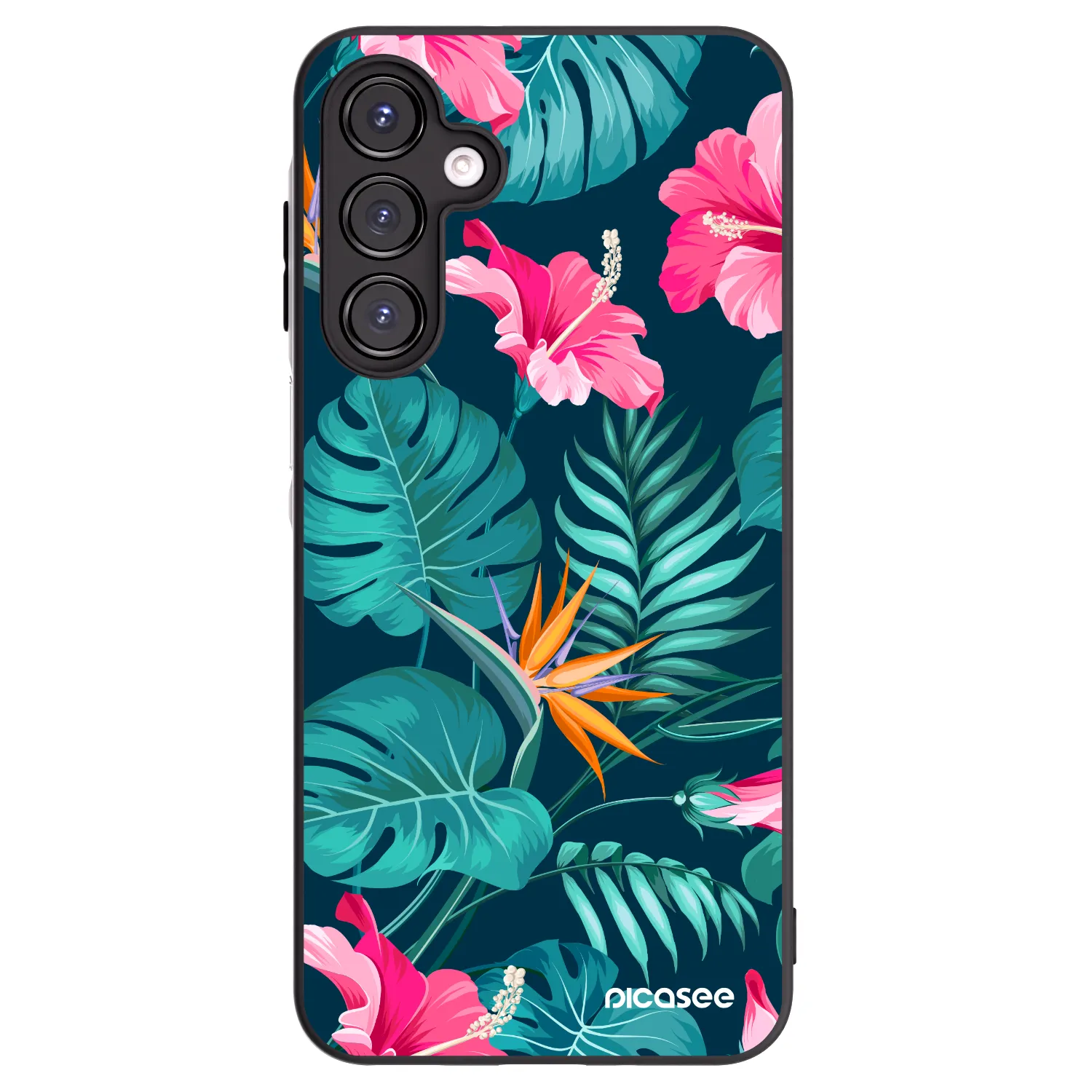 Picasee husă neagră din silicon pentru Samsung Galaxy A16 4G - Pink Monstera