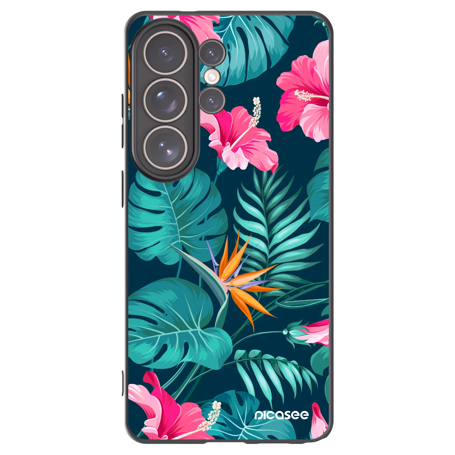 Picasee husă neagră din silicon pentru Samsung Galaxy S26 Ultra - Pink Monstera