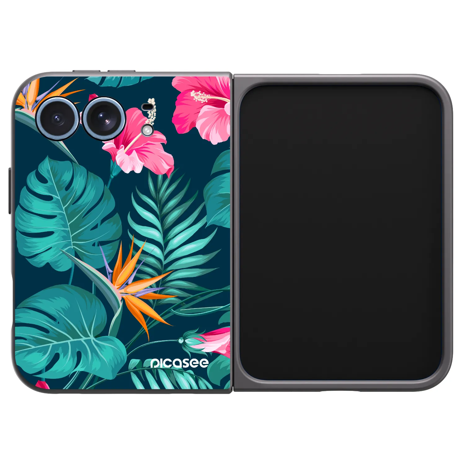 Picasee husă neagră din silicon pentru Apple iPhone Duo - Pink Monstera