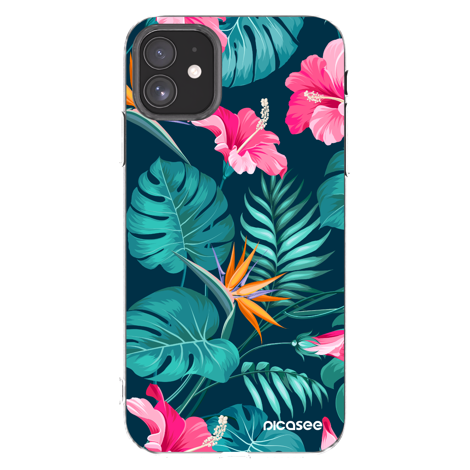 Picasee husă transparentă din silicon pentru Apple iPhone 11 - Pink Monstera