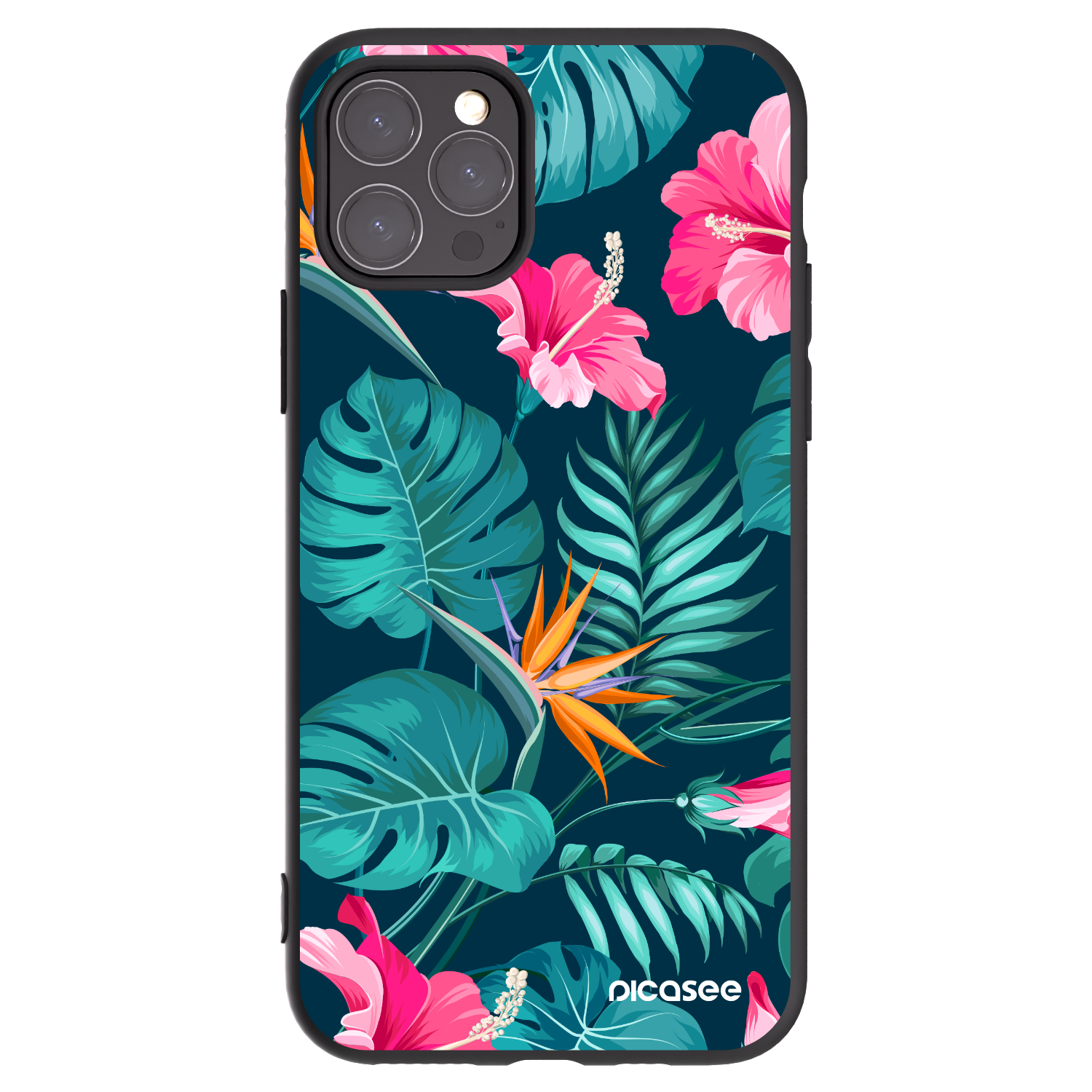 Picasee husă neagră din silicon pentru Apple iPhone 11 Pro - Pink Monstera