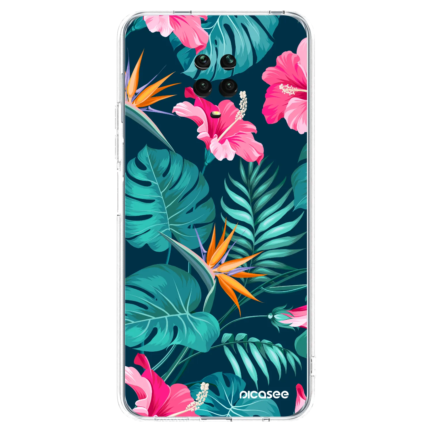 Picasee husă transparentă din silicon pentru Xiaomi Redmi Note 9 Pro - Pink Monstera