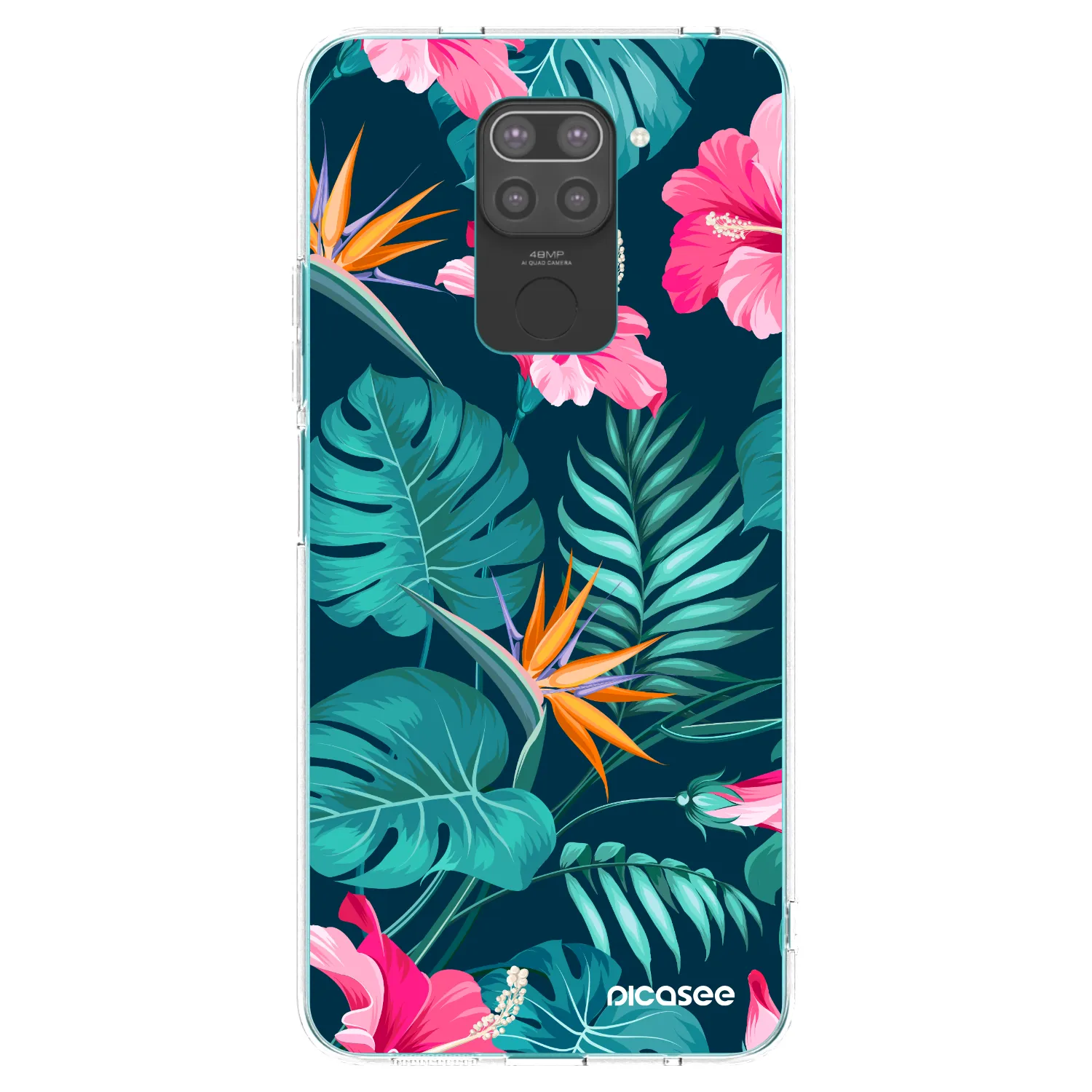 Picasee husă neagră din silicon pentru Xiaomi Redmi Note 9 - Pink Monstera