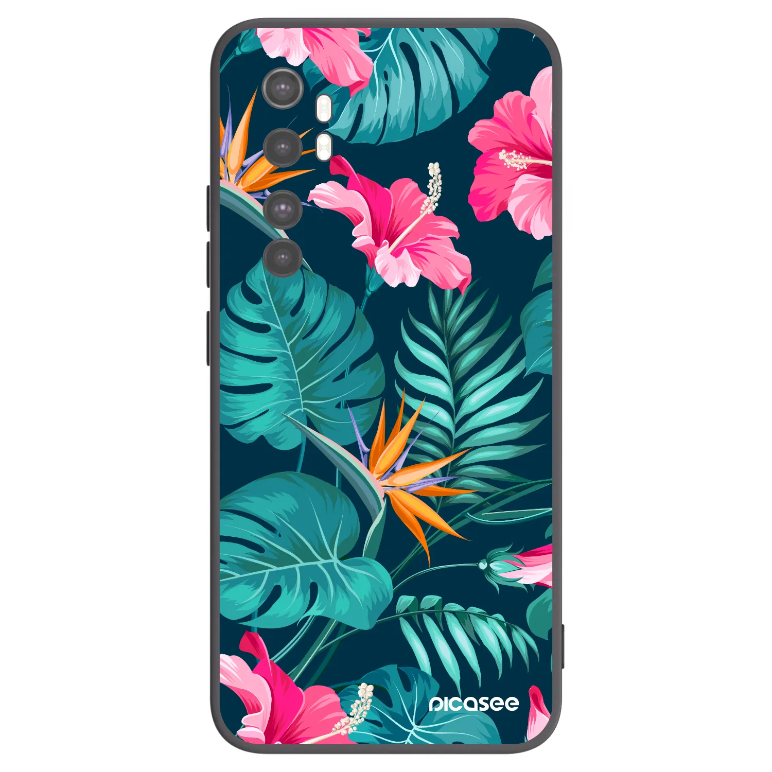 Picasee husă neagră din silicon pentru Xiaomi Mi Note 10 Lite - Pink Monstera