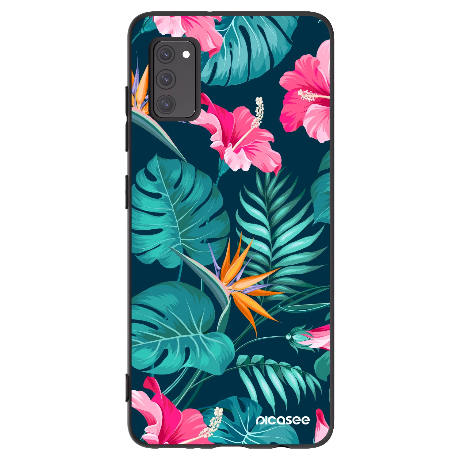 Picasee husă neagră din silicon pentru Samsung Galaxy A41 A415F - Pink Monstera