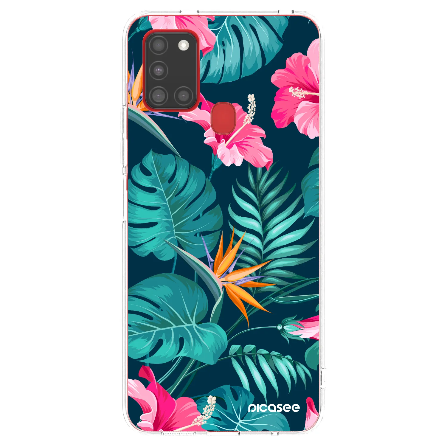Picasee husă transparentă din silicon pentru Samsung Galaxy A21s - Pink Monstera