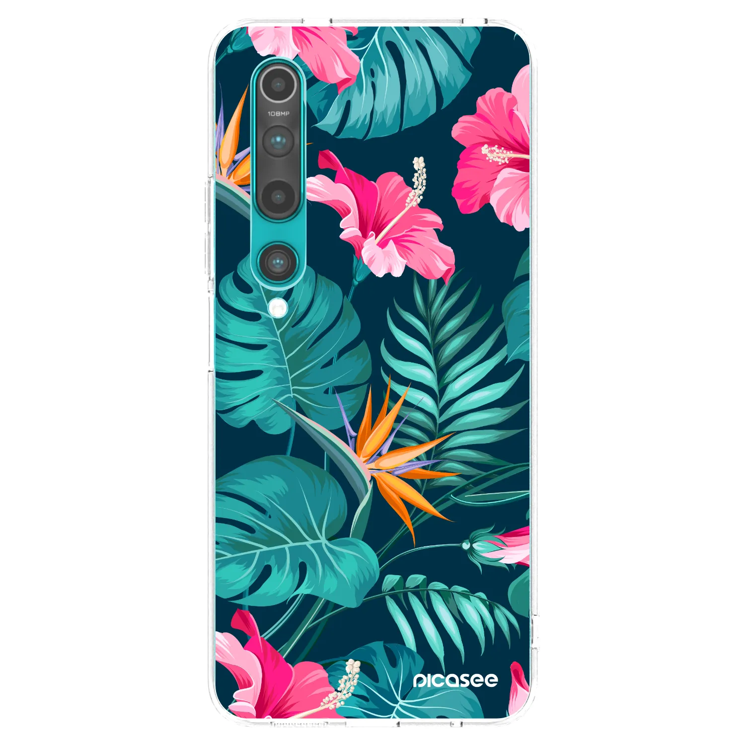 Picasee husă transparentă din silicon pentru Xiaomi Mi 10 - Pink Monstera