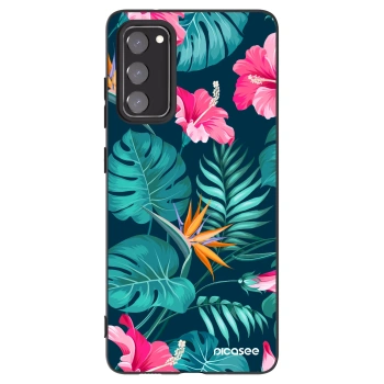 Picasee husă neagră din silicon pentru Samsung Galaxy S20 FE - Pink Monstera