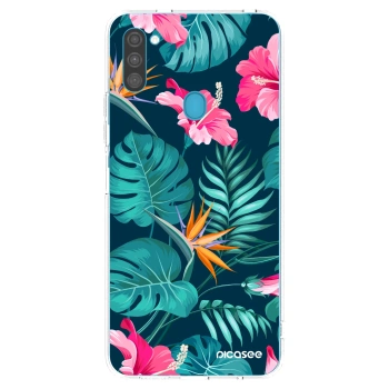Picasee husă transparentă din silicon pentru Samsung Galaxy M11 - Pink Monstera