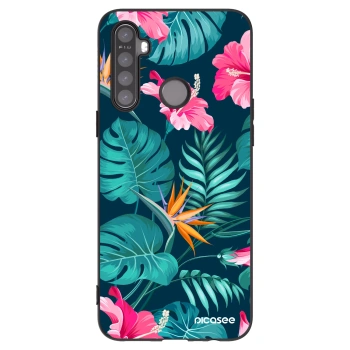Picasee husă neagră din silicon pentru Realme 5 - Pink Monstera