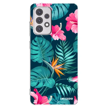 Picasee husă transparentă din silicon pentru Samsung Galaxy A52 5G A525F - Pink Monstera