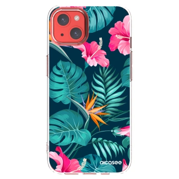 Picasee husă transparentă din silicon pentru Apple iPhone 13 - Pink Monstera