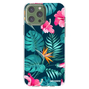 Picasee husă transparentă din silicon pentru Apple iPhone 13 Pro Max - Pink Monstera