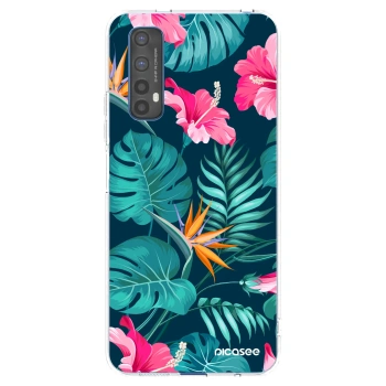 Picasee husă transparentă din silicon pentru Realme 7 - Pink Monstera
