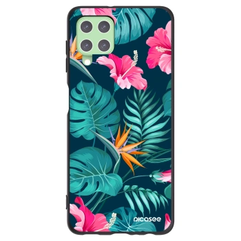 Picasee husă neagră din silicon pentru Samsung Galaxy A22 A225F 4G - Pink Monstera