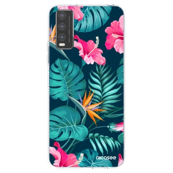 Picasee husă transparentă din silicon pentru Vivo Y20s - Pink Monstera
