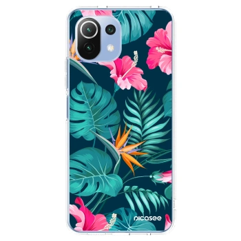 Picasee husă transparentă din silicon pentru Xiaomi 11 Lite 5G NE - Pink Monstera