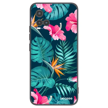 Picasee husă neagră din silicon pentru Vivo Y33s - Pink Monstera