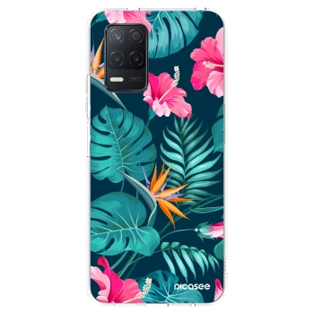 Picasee husă transparentă din silicon pentru Realme 8 5G - Pink Monstera