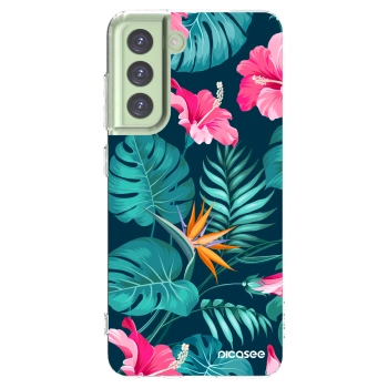 Picasee husă transparentă din silicon pentru Samsung Galaxy S21 FE 5G - Pink Monstera